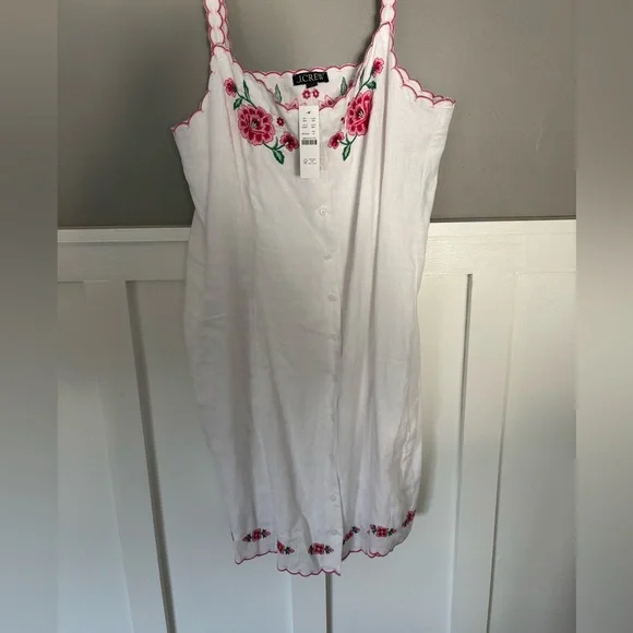 NWT J Crew Embroidered Mini Dress in Linen size 14 - Picture 3 of 5